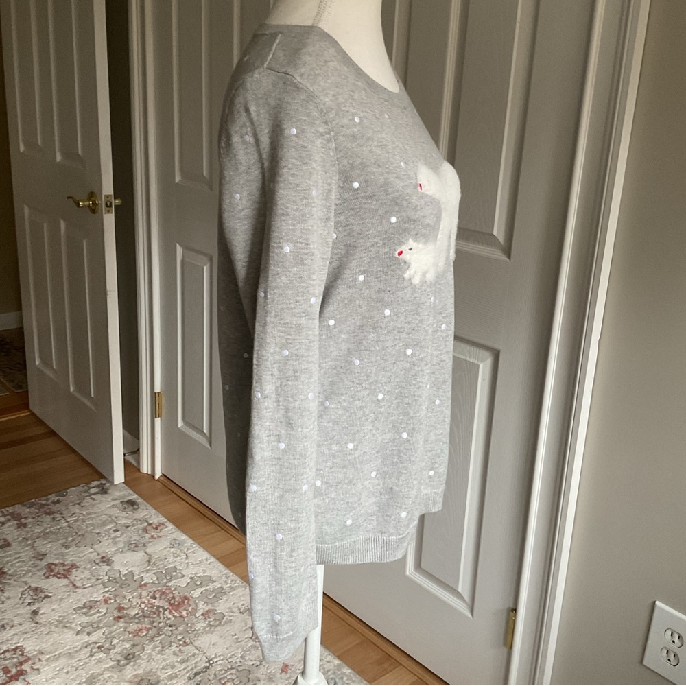 Talbots Gray Sweater with Polar Bear Design - Picture 3 of 6